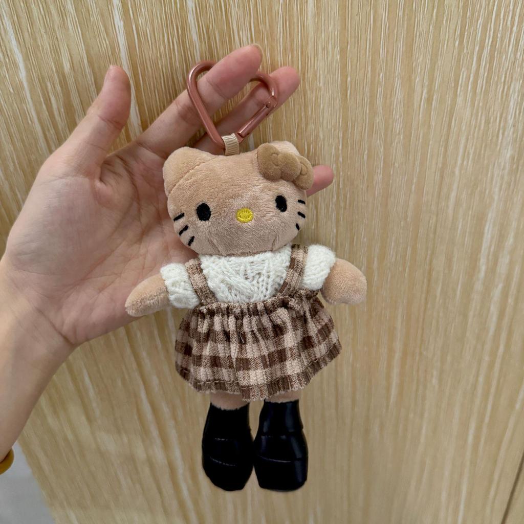 Cute Long-Legged Kitty Plush Pendant with Changeable Skirt - Ins Style Doll Keychain for Backpacks