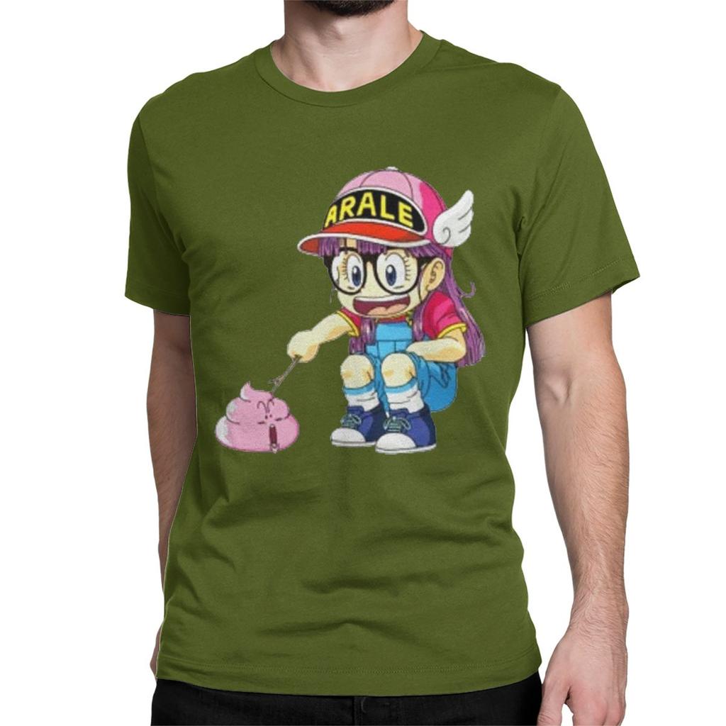 Arale Poking Poop Dr Slump T Shirts Men Women's Cotton Vintage T-Shirt Unchi-kun Anime Tee Shirt Short Sleeve Graphic Printed