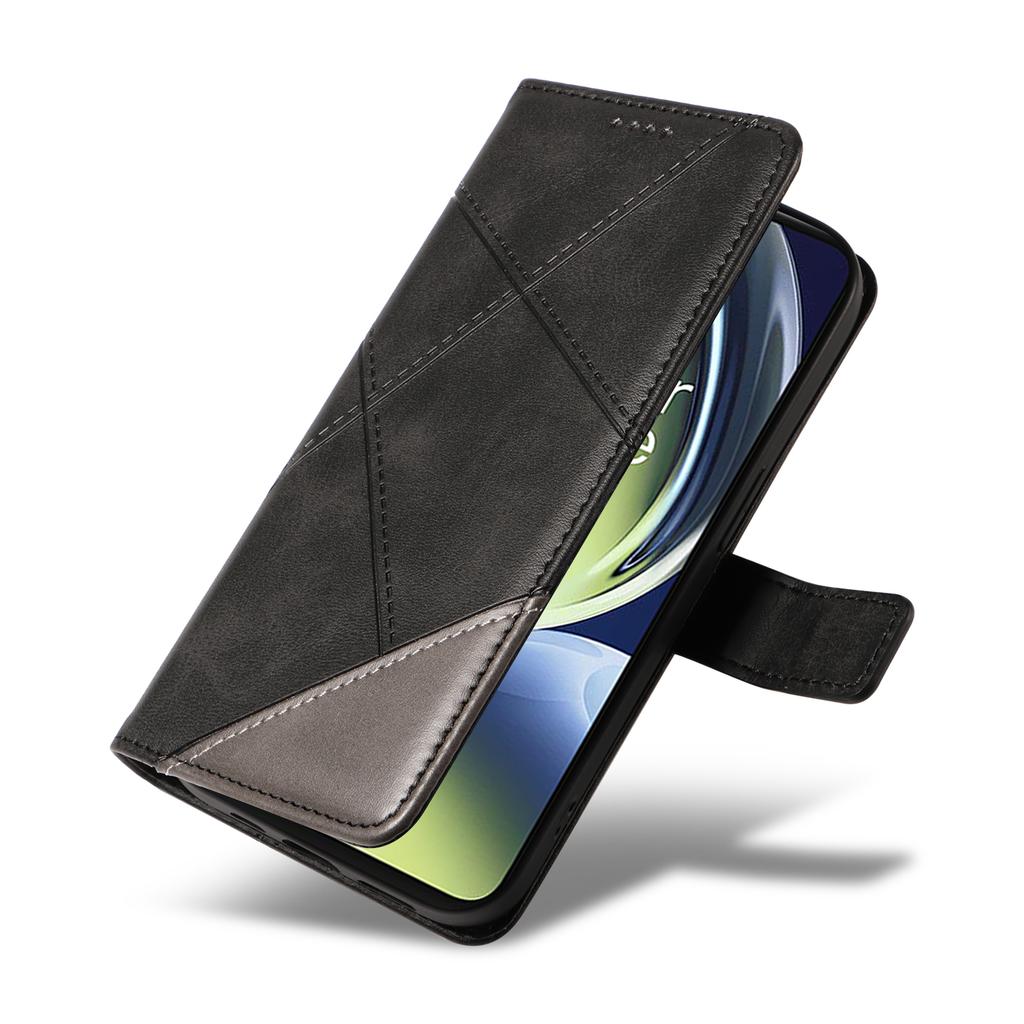 For OnePlus Nord N30 5G/Nord CE 3 Lite 5G Case Leather Geometric Line Wallet Phone Cover with Wrist Strap