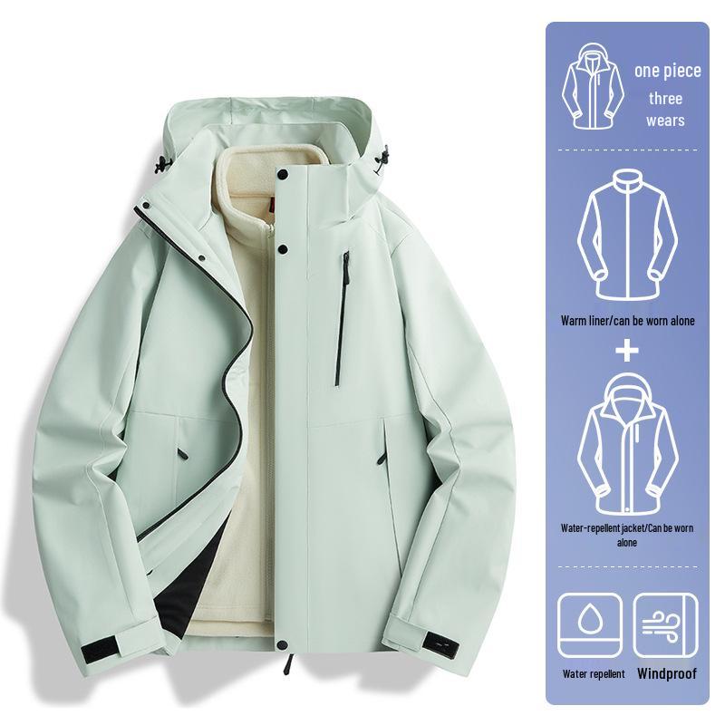 Woodpecker 3-in-1 Windproof Jacket with Removable Fleece Lining for Men & Women – Autumn/Winter Casual Outerwear