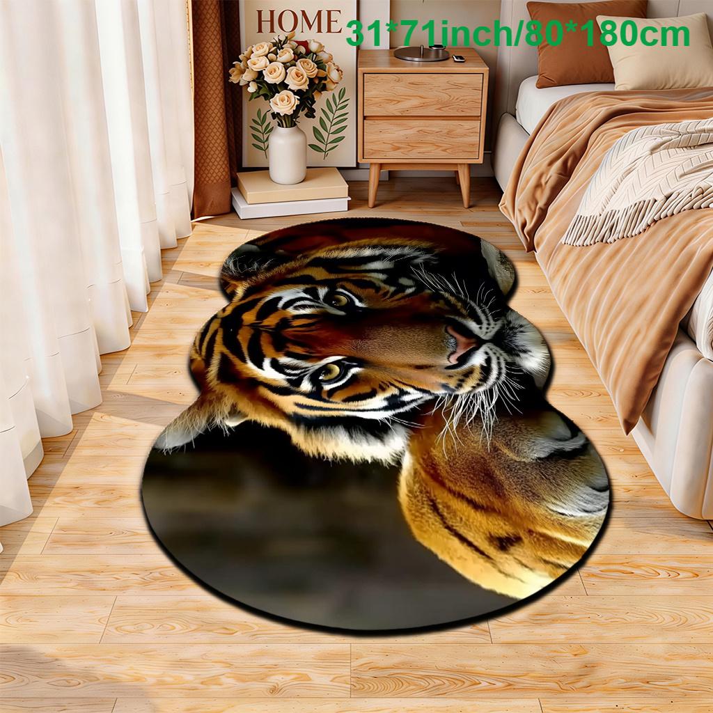 1pc Luxury Majestic Tiger Carpet, Durable Non-Slip Washable Indoor Rug For All Seasons, Halloween Thanksgiving Christmas Decor