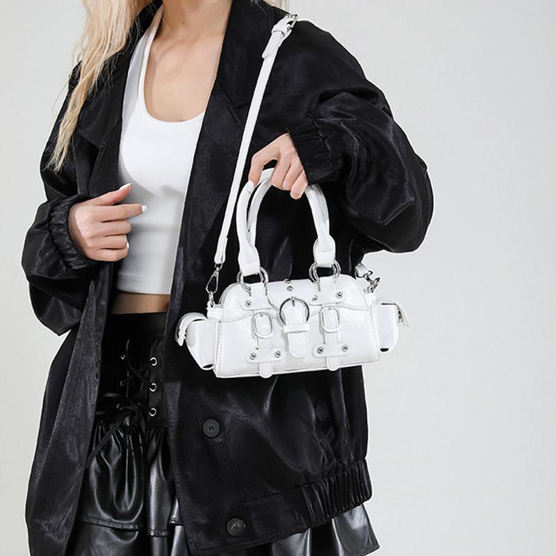 Vintage Messenger Bag Purse Women PU Leather Shoulder Bag Rivet Chic Handle Casual Crossbody Bags Retro Hand Bag