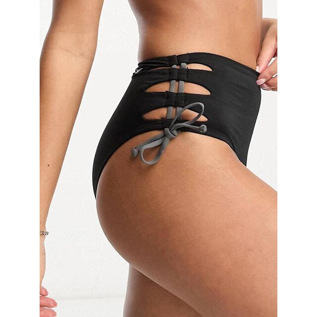 

Черные дерзкие плавки бикини со шнуровкой и завышенной талией Nike Swiming