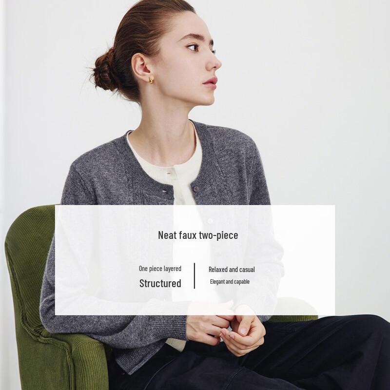 Navigare Women's Faux Two-Piece Wool Cardigan