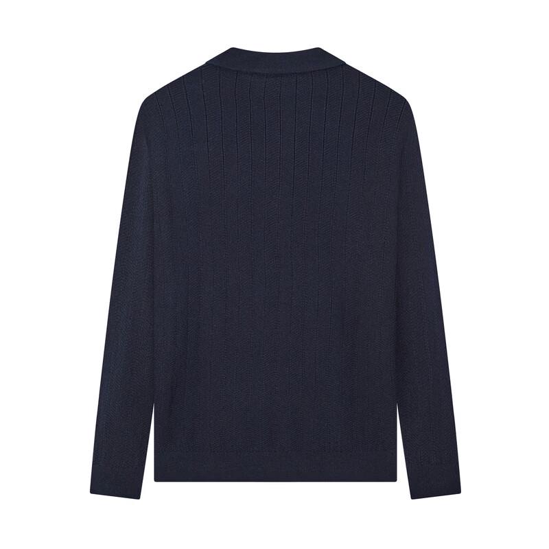 SEVEN Men's Wool-Blend Herringbone Jacquard Polo Sweater