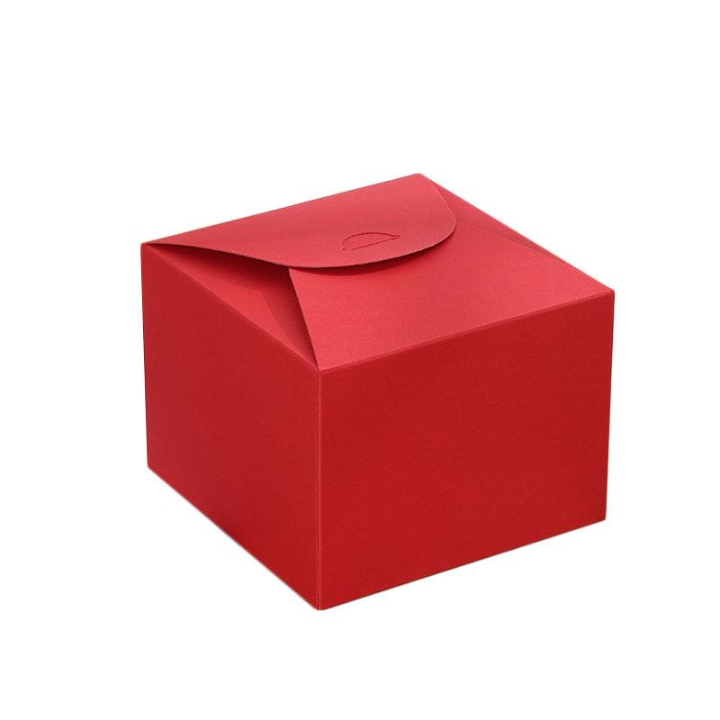 12 of 24 Stuks Kraftpapier Vierkante Snoepdozen Bruiloft Bedankje Verjaardag Feest Cadeau Verpakking 24PCS&9x9x6cm rood