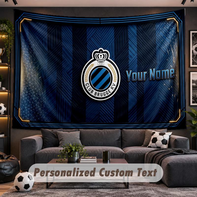Club Brugge FC Personalized Tapestry Support Custom Name, Wall Art Home Decoration