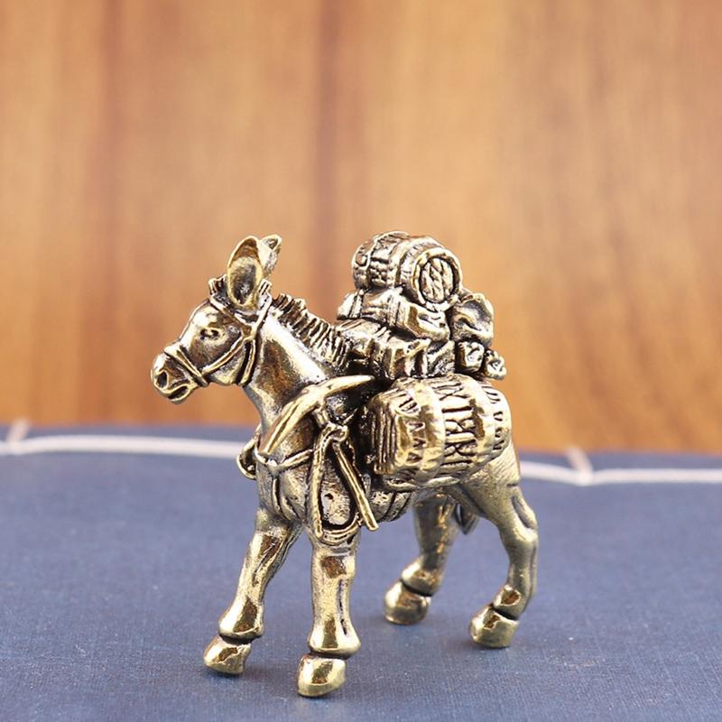 Solid Brass Donkey Small Ornament Antique Copper Animal Equus Asinus Miniature Figurines Home Desktop Decoration Accessories