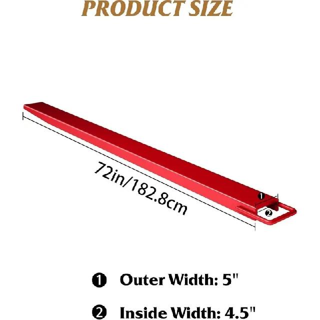 72 Inch Forklift Extensions for 4.5 Inch Width Forklift Truck, Heavy Duty Steel Pallet Fork Extensions with Lift Truck Loaders