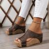 Women Wedges Slippers 2024 New Summer Platform Sandals for Women Rubber Sole Buckle Peep Toe Elegant Slippers Slides Women