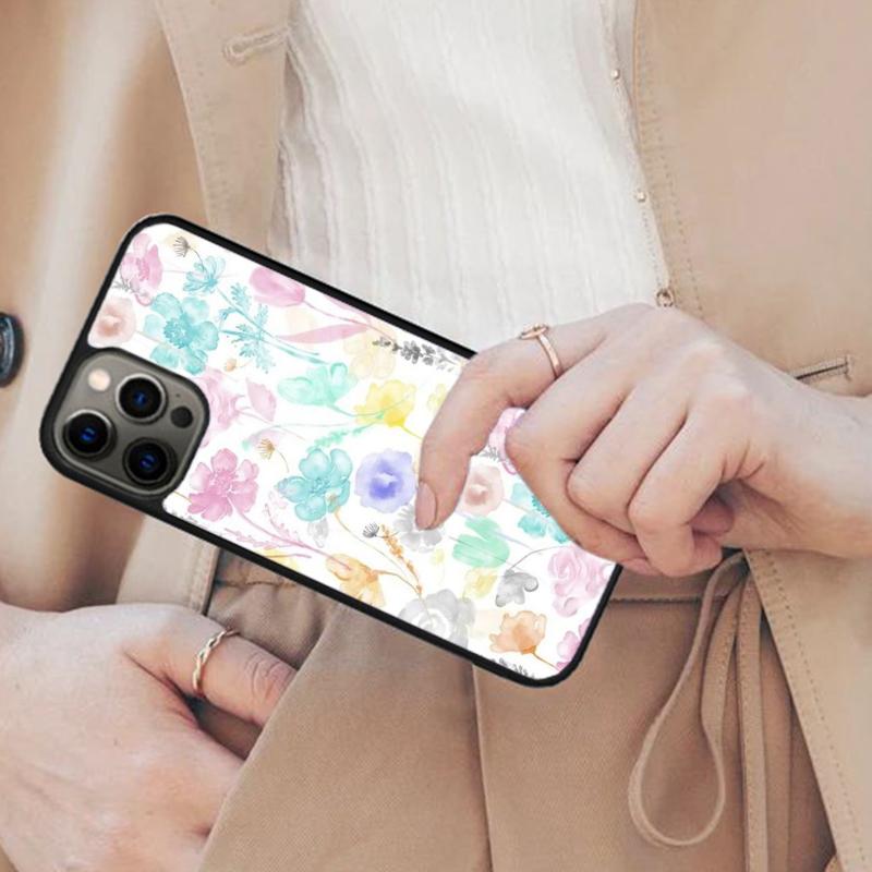 

Romantic Pink Teal Watercolor Chic Floral Magnetic Phone Case For APPLE iPhone 17 Air 16 14 13 12 Pro Max 15 Plus MagSafe Cover iPhone 14