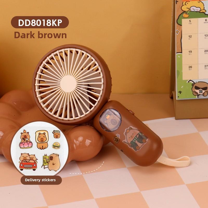 

Cute Pet Cartoon Solid-color Handheld Small Animal Fan Usb Mini Charging Student Portable Desktop Capybara Handheld Fan коричневый