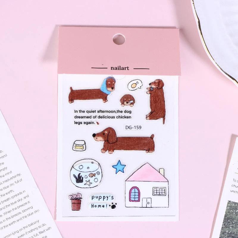 Cute Cartoon 3D Cat Dogs Crystal Epoxy Resin Stickers Kawaii Diy Journal Sticker For Mobile Phone Laptop Decor