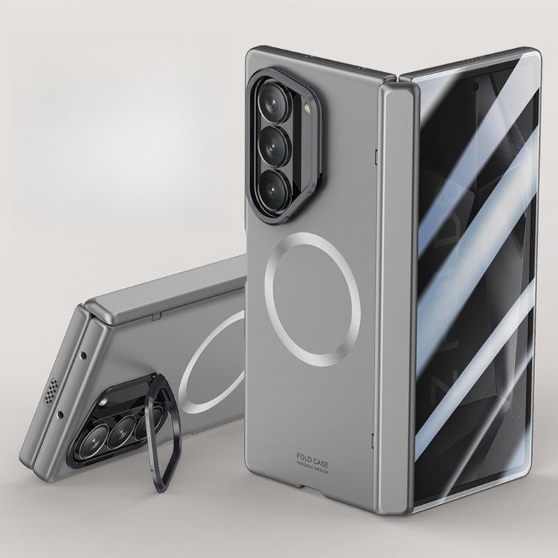 Suitable for Samsung Zflod6 Mobile Phone Case Film Integrated Skin Feeling Zfold6 Folding Magnetic Bracket Anti-fall Central Shaft Case