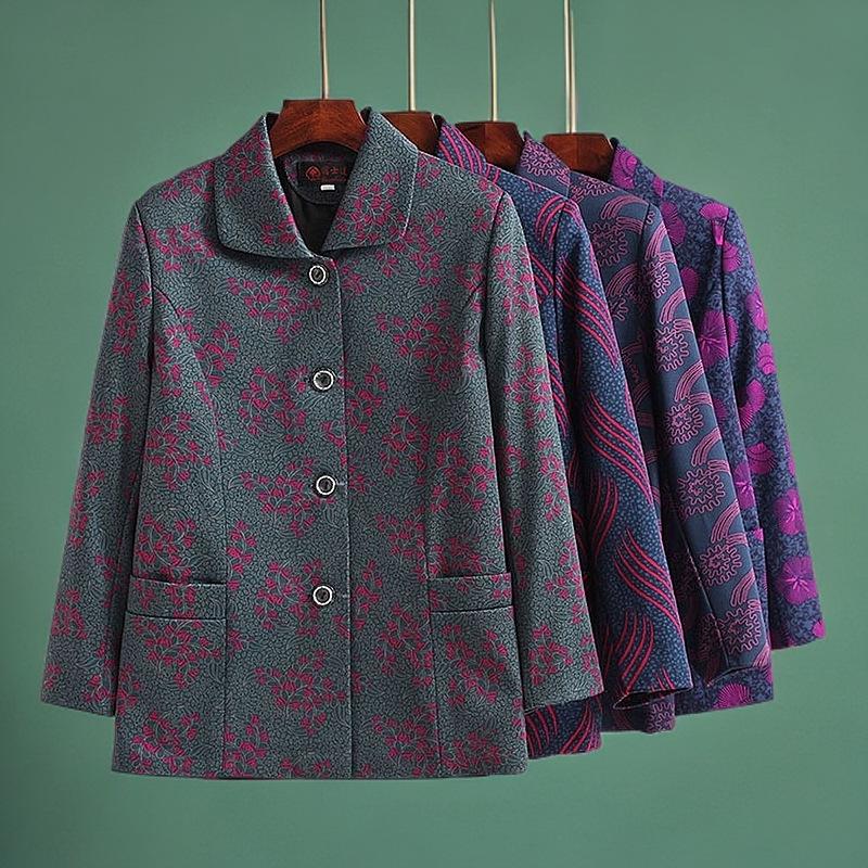 Spring & Autumn Lightweight Jacket for Mature Women - Stylish Lapel Top, Grandma's Fashionable Two-Way Shirt