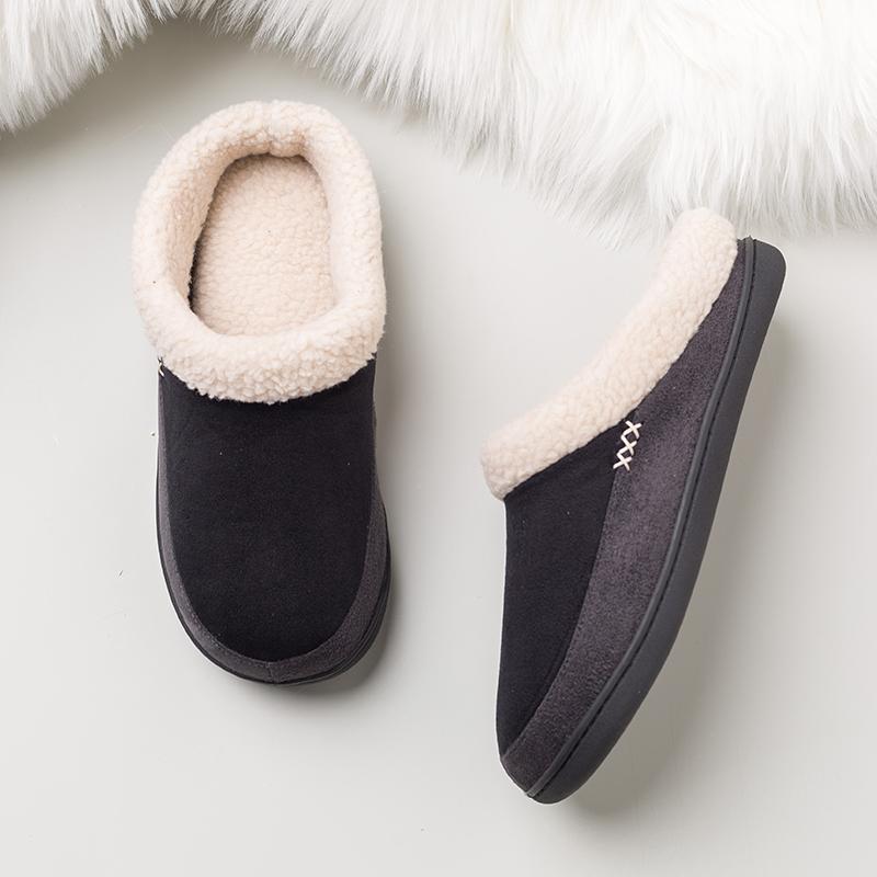 Fashion Winter Men Slippers New Warm Men's Slippers Short Plush Flock Home Slippers for Men Hard-wearing Non-slip Sewing Male Shoes