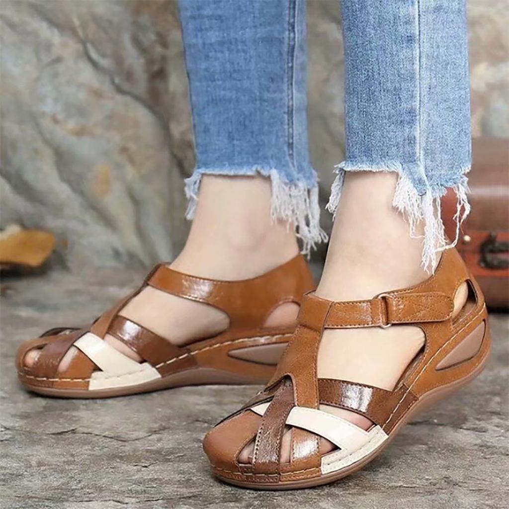 Women Summer Casual Low Wedges Slip On Sandals Platform Beach Sandals