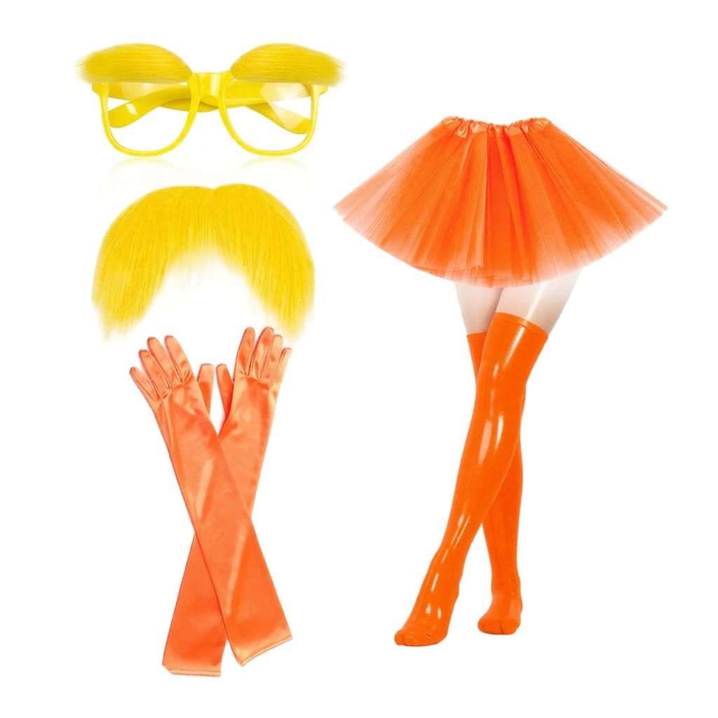Halloween Finger Gloves Orange Funny Prop for Costume Party Accessories