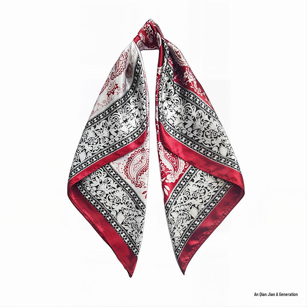 90cm Trendy Paisley Silk-Style Headscarf for Women - European American Design