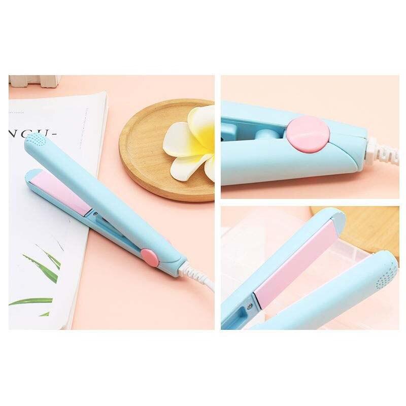 Mini-Haarglätter, Zwischenablage, kleiner Netzstecker, Lockenstab, glattes Haar, Mädchen, Air Bangs, tragbarer Haarglätter