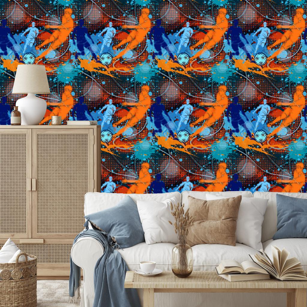 Painted football wallpaper for living room and bedroom 50x1000
