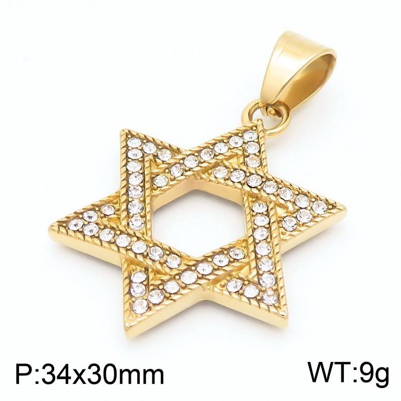Stainless Steel Hexagram Pendant Necklace Men's Vintage Hollow Out Charms Accessories Zirconia Star Sweater Chain Jewelry