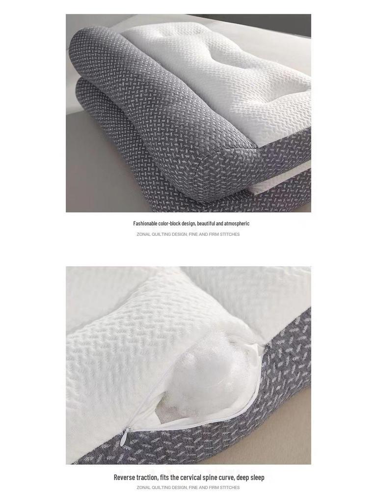 Knitted Fiber Neck Support Pillow - Contour Design for Firm, Comfortable Sleep Aid
