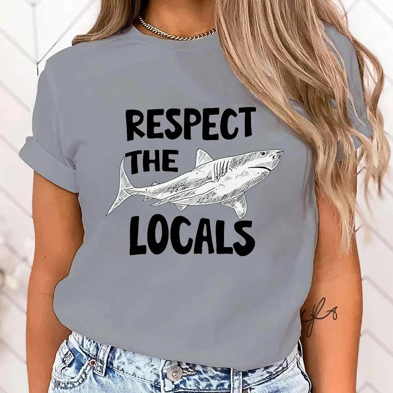 (Premium T-shirt)Fashion Protect The Ocean Protect The Locals Printed T-Shirts Retro Style Women Shirt Tee Protect The Ocean Top
