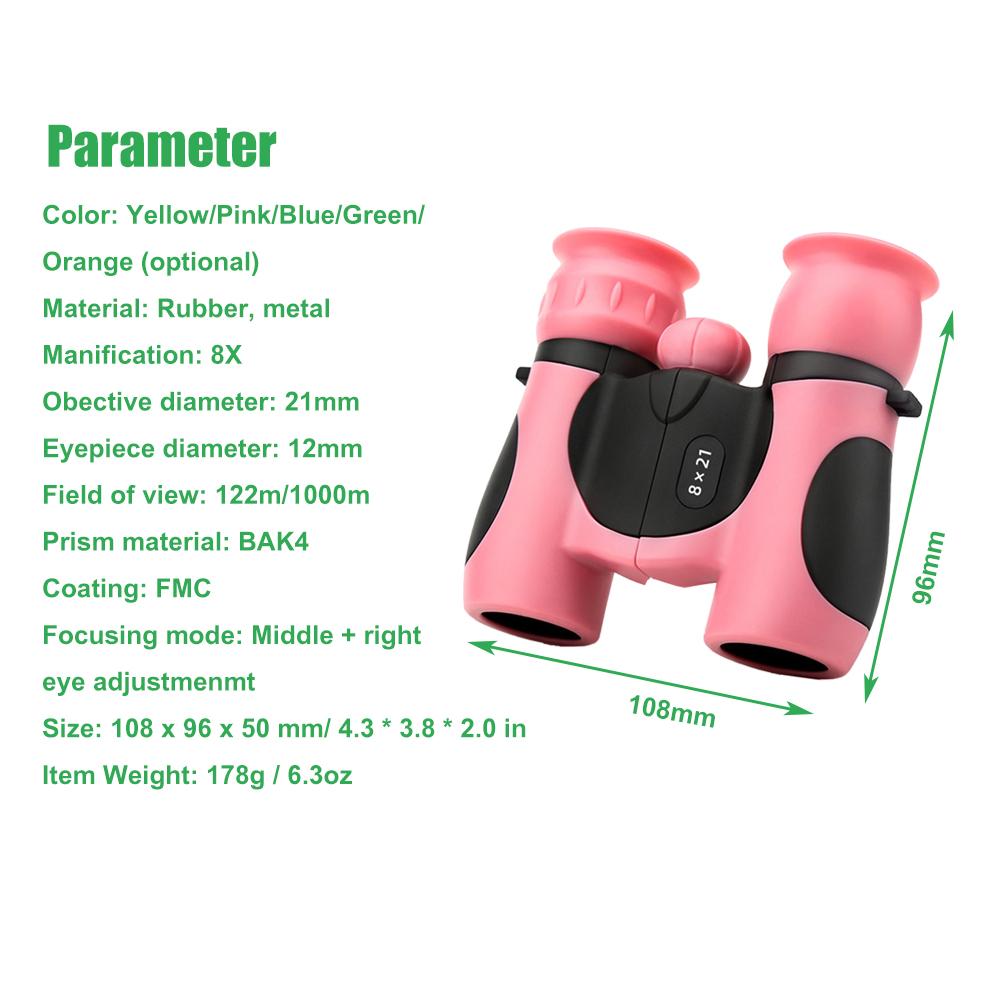 Fernglas für Kinder, 8x21, hochauflösendes Kinderfernglas, Geschenkset für Jungen und Mädchen, tragbar, für Kinder