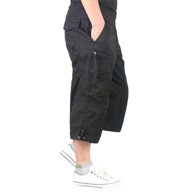 Men's Capris Summer Multi Pocket Capris Men's Loose Large Wide Leg Workwear Shorts Straight Leg Sports Middle Pants