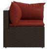 VidaXL Garden Corner Sofa with Brown Cushions Wicker, Sofa, Garden Sofa, Sectional Corner Sofa, 319809