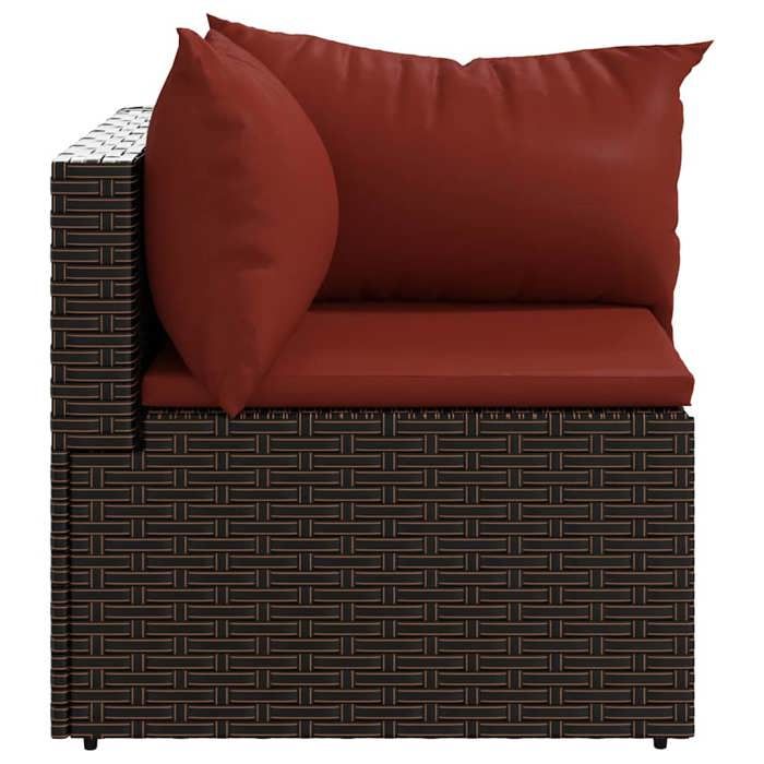 VidaXL Garden Corner Sofa with Brown Cushions Wicker, Sofa, Garden Sofa, Sectional Corner Sofa, 319809