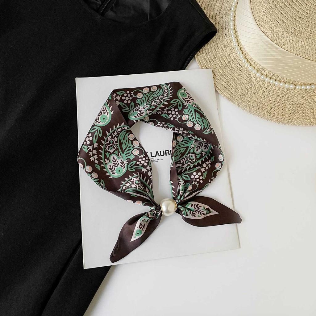 Summer High-grade Magnetic Suction Small Silk Scarf Versatile Anti-sun Scarf Satin Silk Scarf Long Strip Foreign-style Butterfly Scarf Female