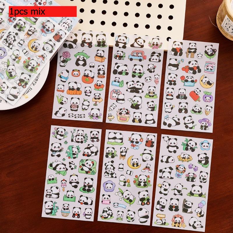 

Gift Cute Panda Kawai Stickers Student Stationery Handbook Decoration Materials 6 Cartoon Guka Handmade Office School Supplies