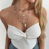 Cross Colored Rhinestone Necklace Pearl Bohemian Style Necklace Fashion Beads Chain Choker  Women