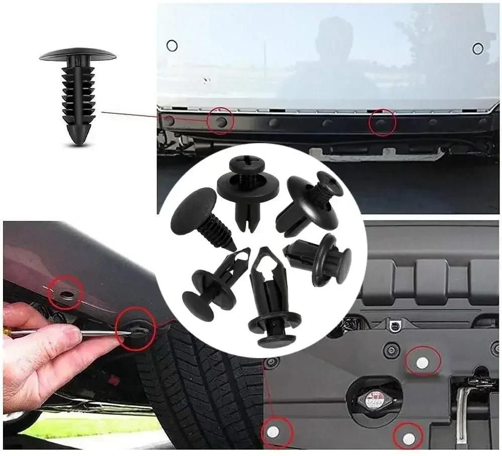 190PCS Universal Auto Fastener Clips Plastic Rivets 6 Sizes Car Push Pin Rivet Trim Clip Bumper Fender Door Panel Retainer Kit