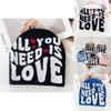 Simple Color Blocked Letter Heart Pattern Women Casual Warm Knitted Hat For Winter Outdoor Warmth