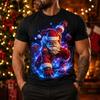 Men's Christmas T Shirt Santa Claus Guitar 3D Print Graphic Short Sleeve  Casual Shirt Holiday Party Streetwear Men Clothing