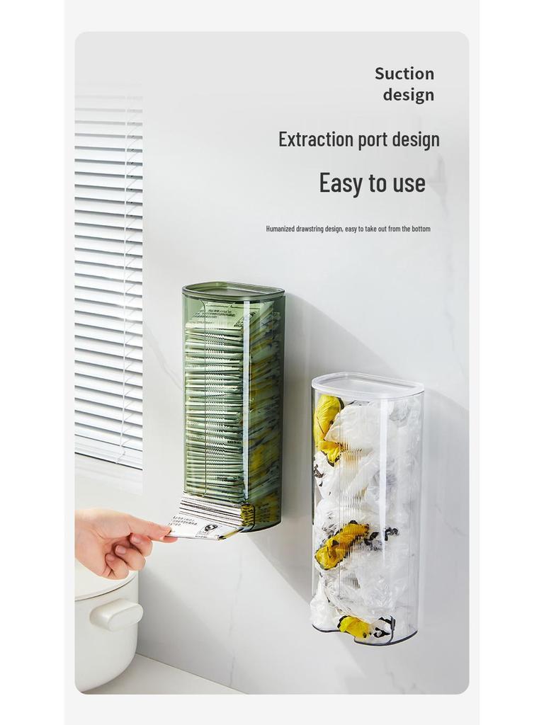Punch-Free Wall-Mounted Trash Bag Storage Box - Transparent Plastic Wrap Sleeve Organizer for Kitchen
