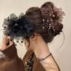 2Pcs Headgear Petals Feather Beads Fringed Grab Clip Back Head Hair Catch Shark Clip Lady Clip