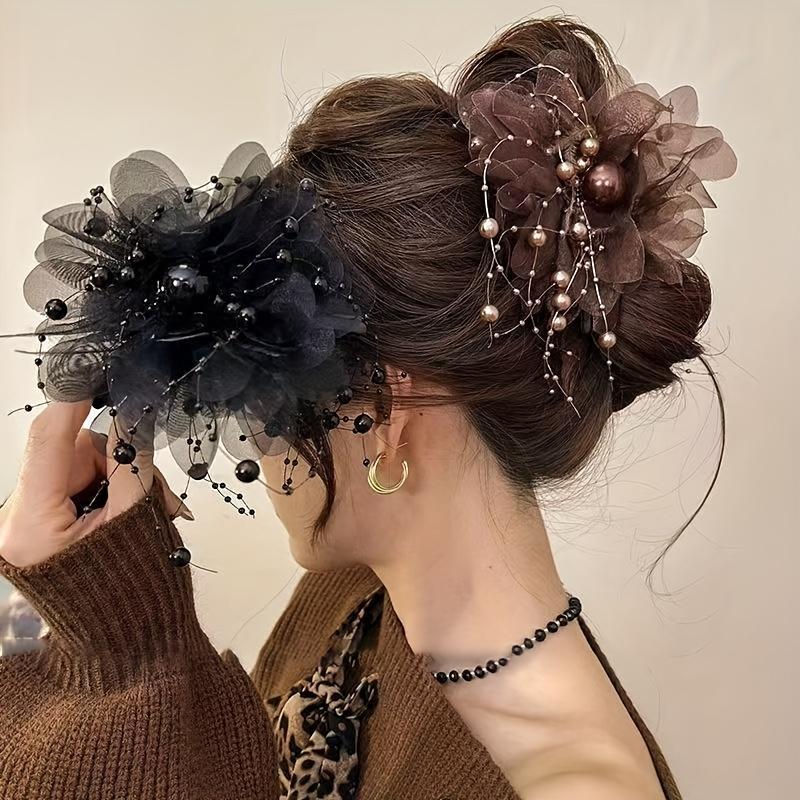 

2 шт. Головной убор Лепестки Перья Бусины Бахрома Зажим для волос Зажим для задней части головы Зажим-акула Женский зажим