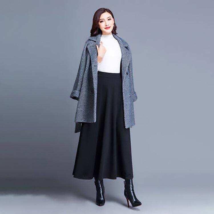 2025 High Waist Midi A-line Skirt - Versatile, Slimming, Plus Size, Hips Covering Women's Fashion for Spring, Autumn, Winter