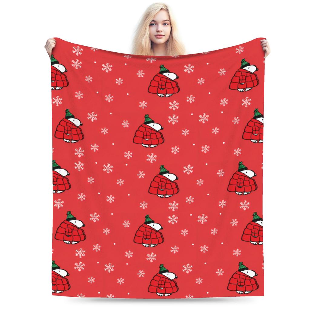 Snoopy & Woodstock Pattern Blankets Fleece Funny Soft Throw Blankets for Bedspread Winter