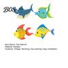 Wall Art 4 Pcs Wood Fish Nautical Decor, Ocean Shark Rustic Outdoor Marine Decor Hanging Beach Cartoon Coastal for Living Room, Nursery Themed