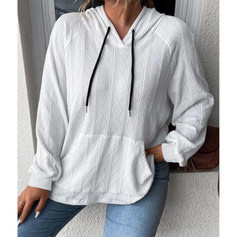 2025 Autumn New Style, Women's Casual Hoodie, Jacquard, Plus Size, Loose Fit, Hooded Hoodie, Autumn and Winter Interior, Simple Design