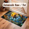 Dinosaur Theme Soft Crystal Velvet Rug Custom Name & Text Print Non Slip Floor Rug for Bedroom Living Room
