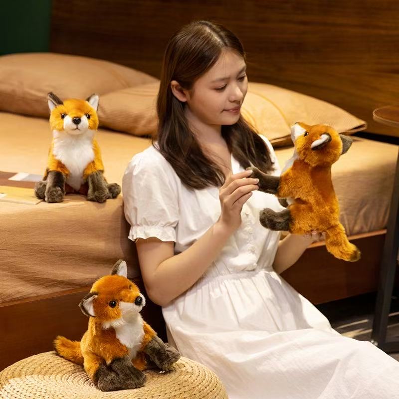 25cm Simulation New Sitting Fox Plush Toy Stuffed Plush Toy Figurine Cartoon Anime Cute Children's Birthday Gift Fun Doll