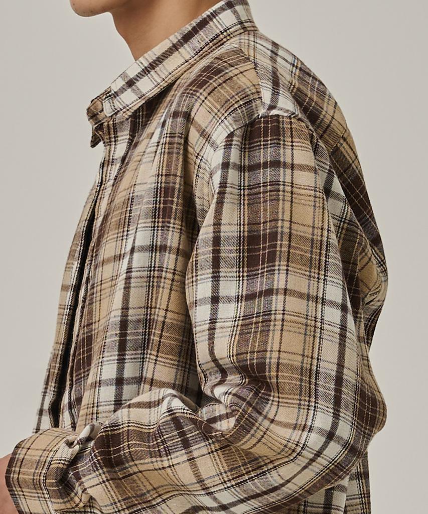 ANALOG MOOD Flannel Semi-Check Shirt (Brown)