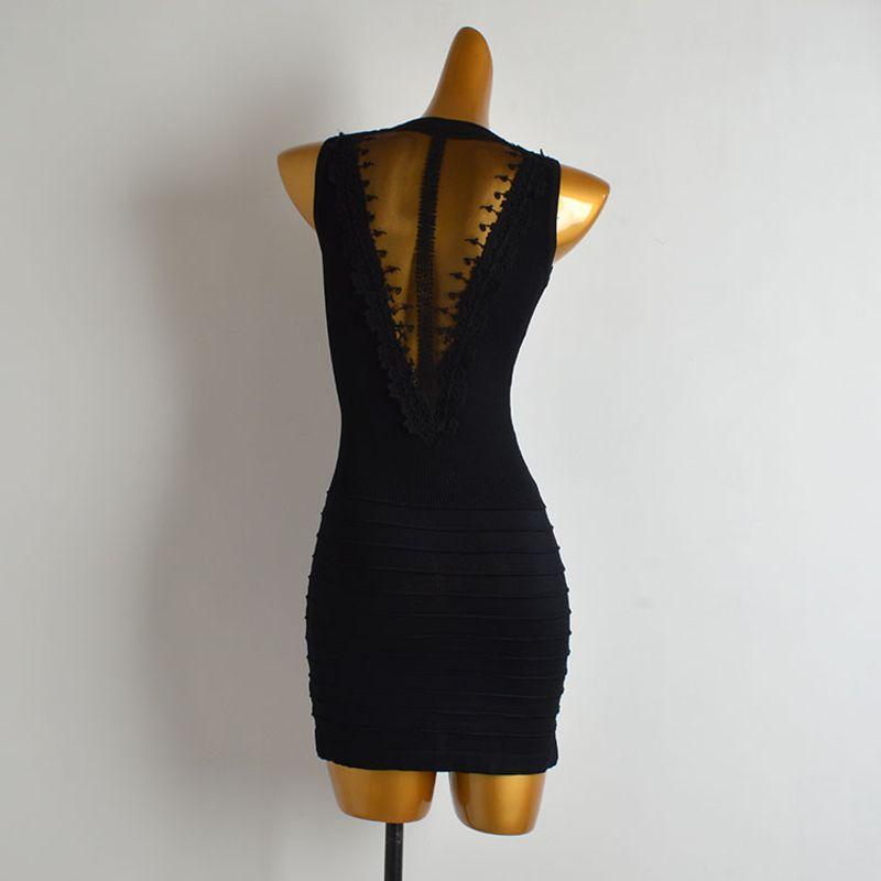 Summer New Arrival Pure Color Round Neck Knitting Vest Dress Women's Clothing Silm Figure Flattering Back Lace Splicing Package Hip Skirt