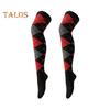 1 Pair Winter Socks Rhombus Printing Over-the-knee Socks Warm Extra Loose Ankles Contrasting Color Stockings for Daily Wear Dancing